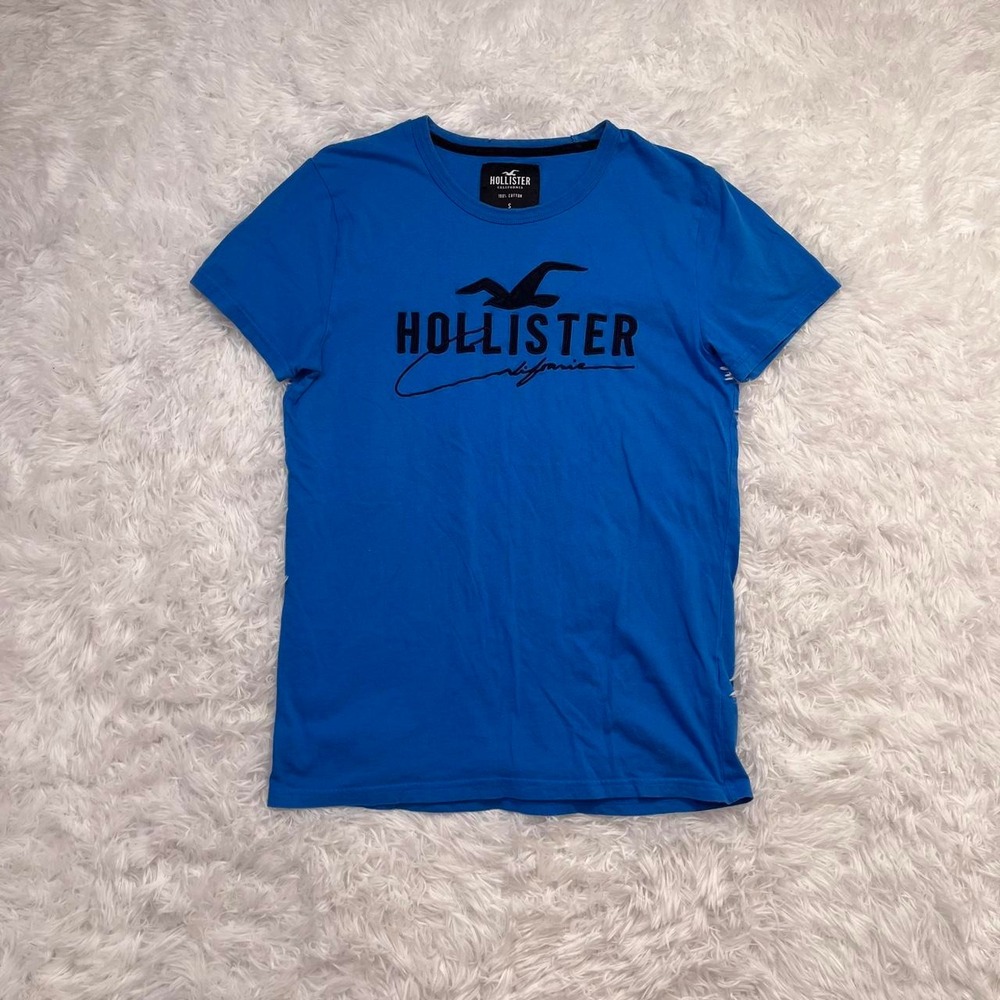 y2k men's hollister blue graphic t shirt small